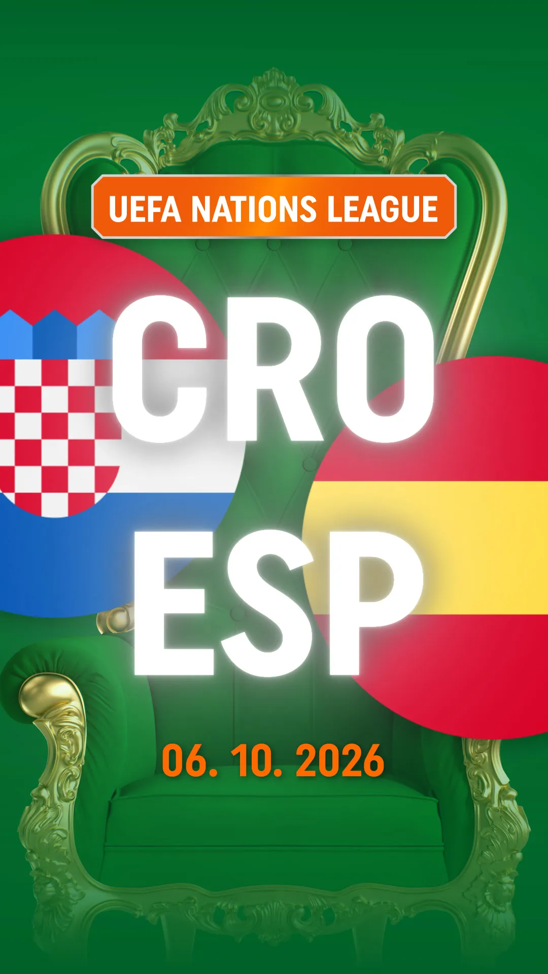 UEFA Nations League wedstrijd Kroatië tegen Spanje op 6 oktober 2026