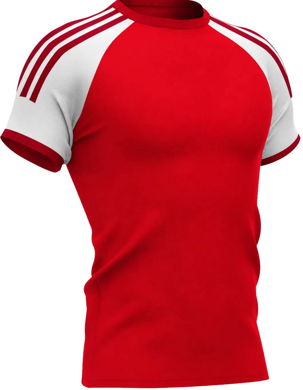 Rood-wit sportshirt met korte mouwen
