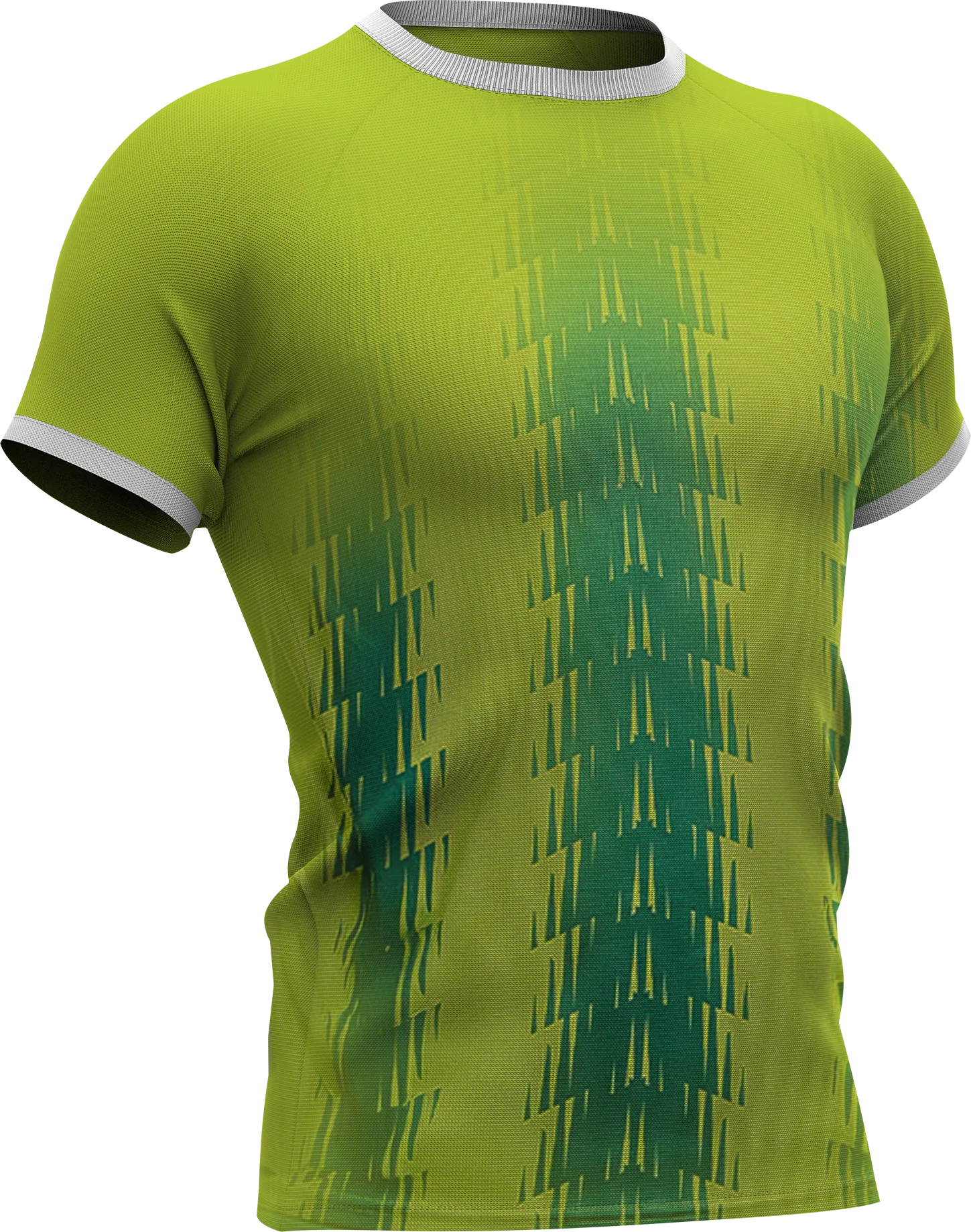 Groen sportshirt met witte rand en patroon