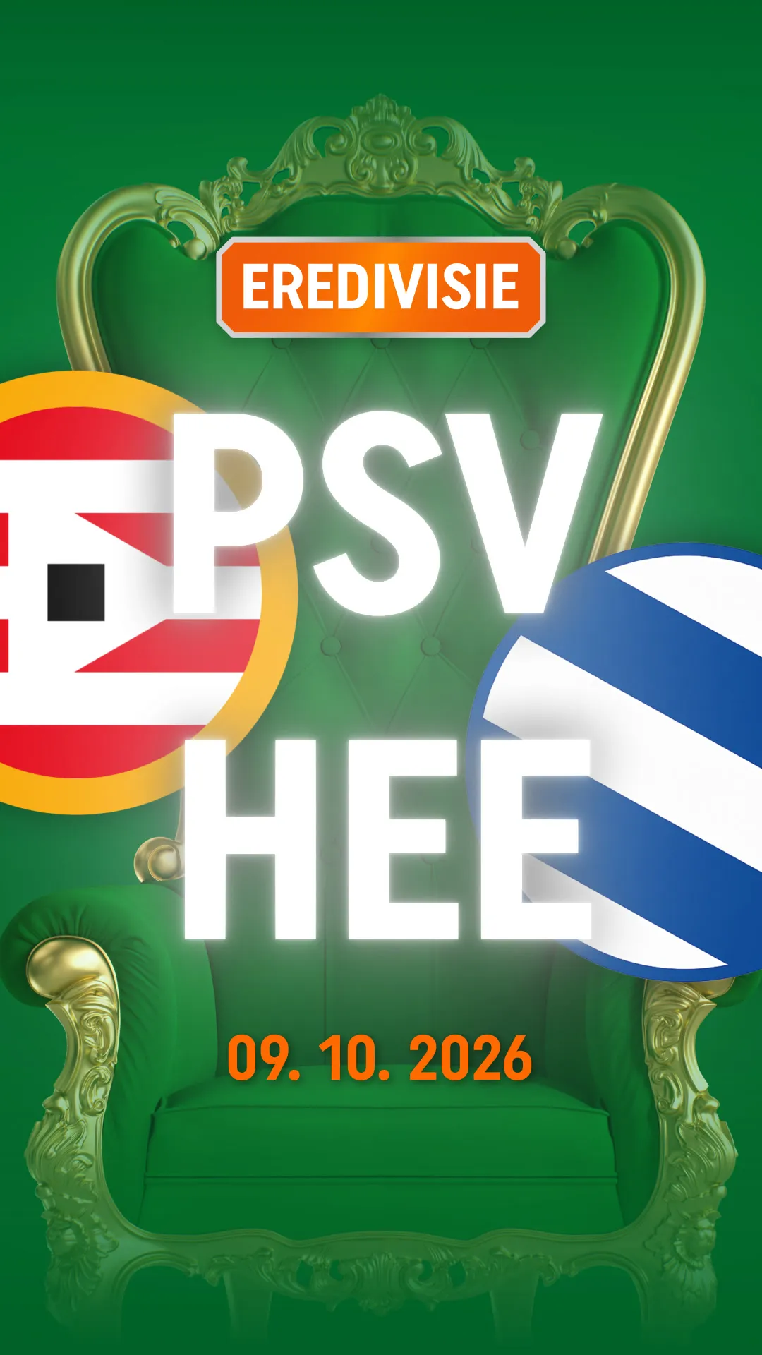 TOTO Eredivisie wedstrijd PSV tegen Heerenveen 9 oktober 2026