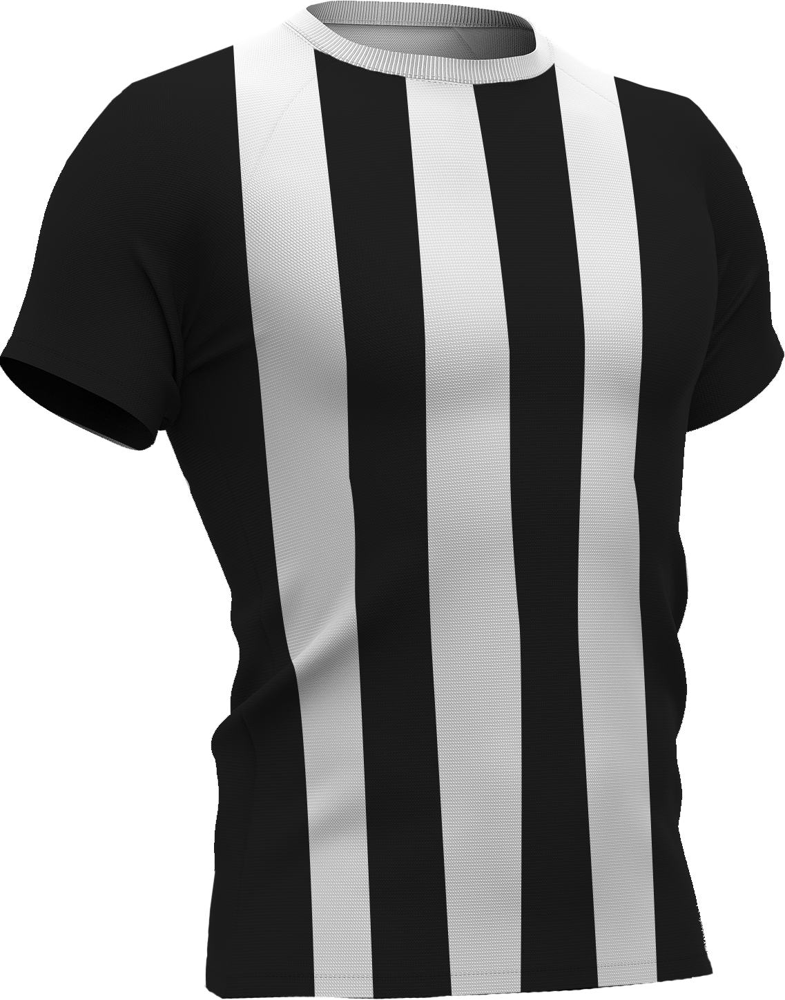 Zwart-wit gestreept voetbalshirt met klassieke verticale banen, geïnspireerd op Botafogo