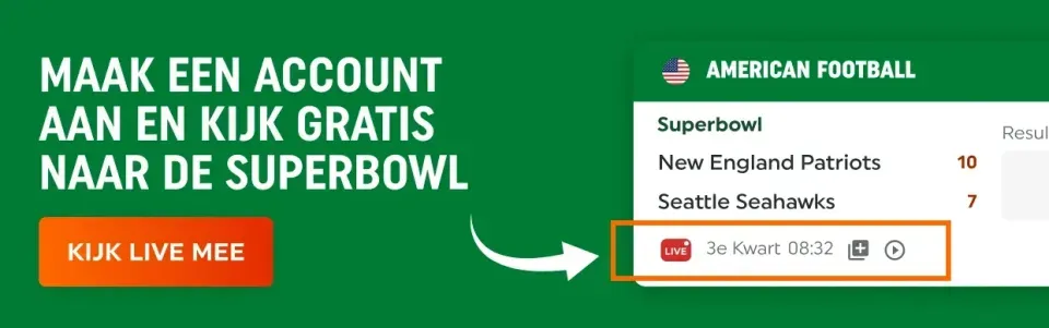 Maak een account aan en kijk Gratis naar de Superbowl live bij TOTO
