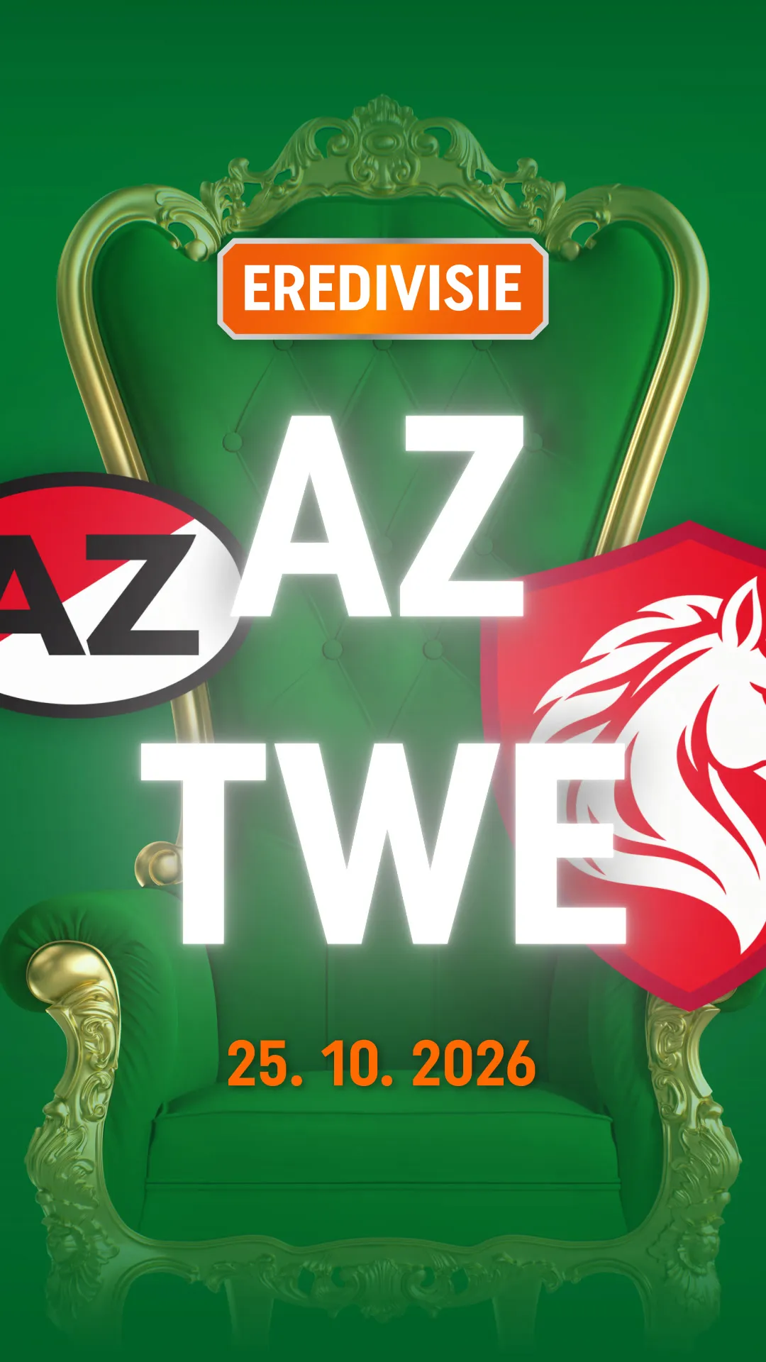 Eredivisie wedstrijd AZ tegen Twente 25 oktober 2026