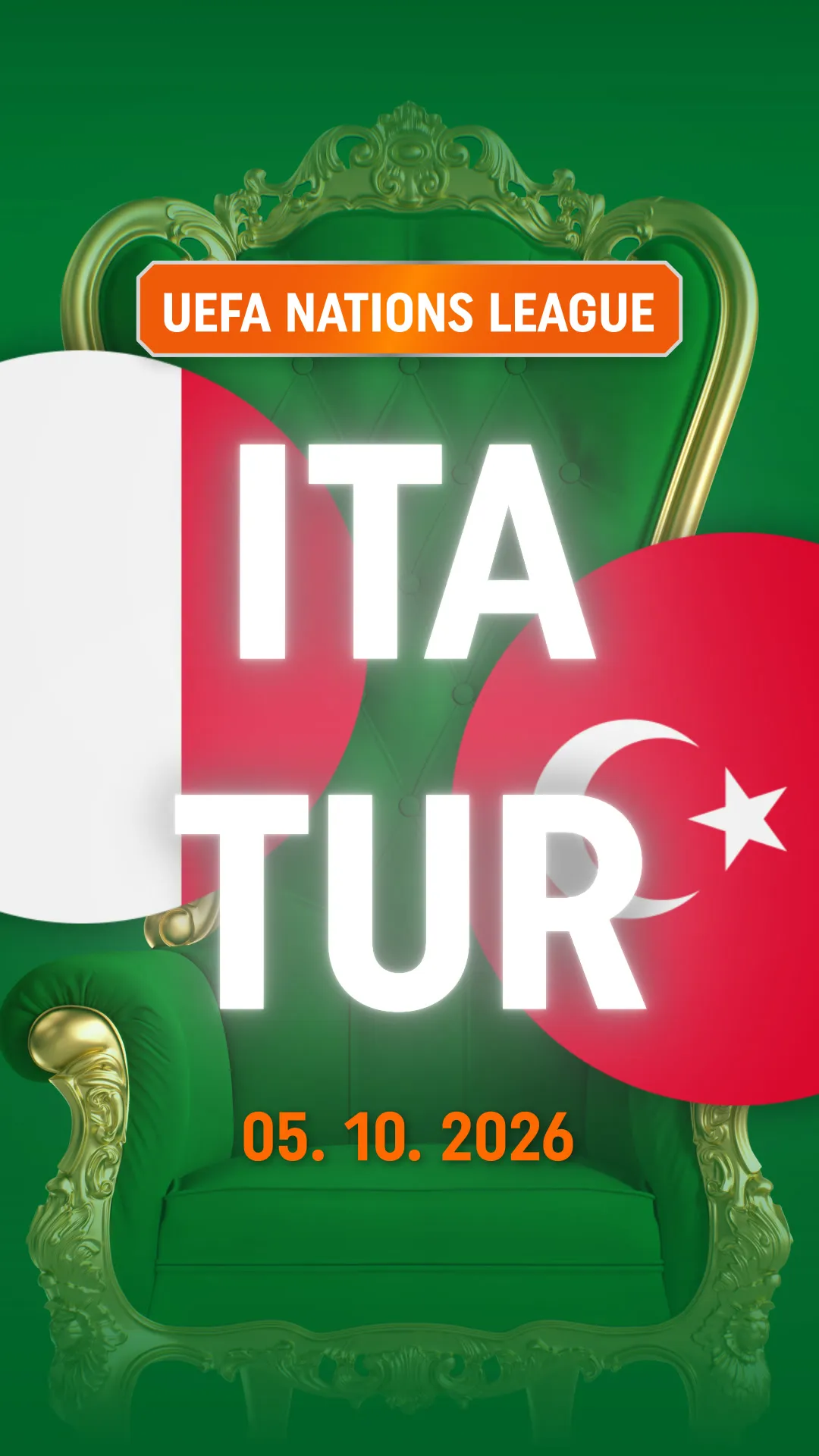 UEFA Nations League wedstrijd Italië tegen Turkije op 5 oktober 2026