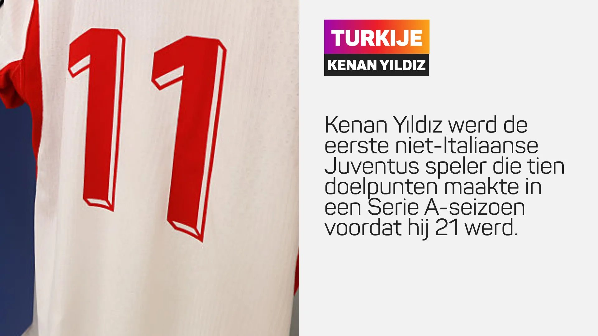 Turkije infographic: Yildiz de eerste niet-Italiaanse speler jonger dan 21 die minimaal 10 doelpunten maakte in Serie A