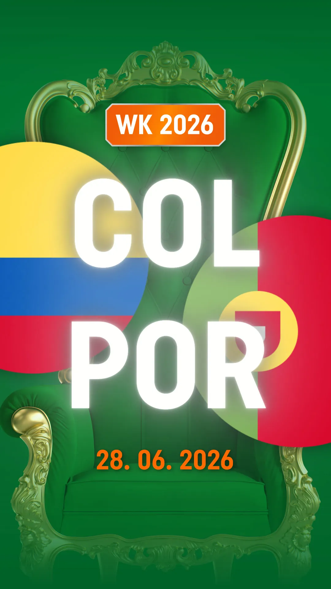 WK 2026 wedstrijd Colombia tegen Portugal op 28 juni 2026