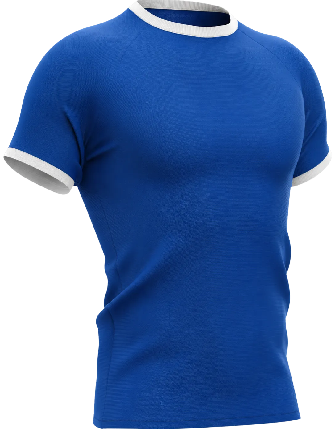 Blauw shirt met witte boord