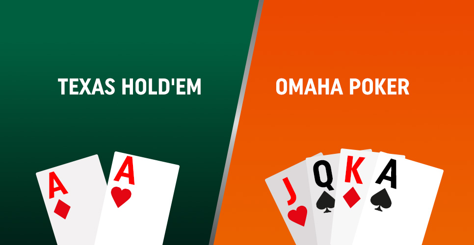 Vergelijking tussen Texas Hold'em en Omaha Poker met kaartvoorbeelden.