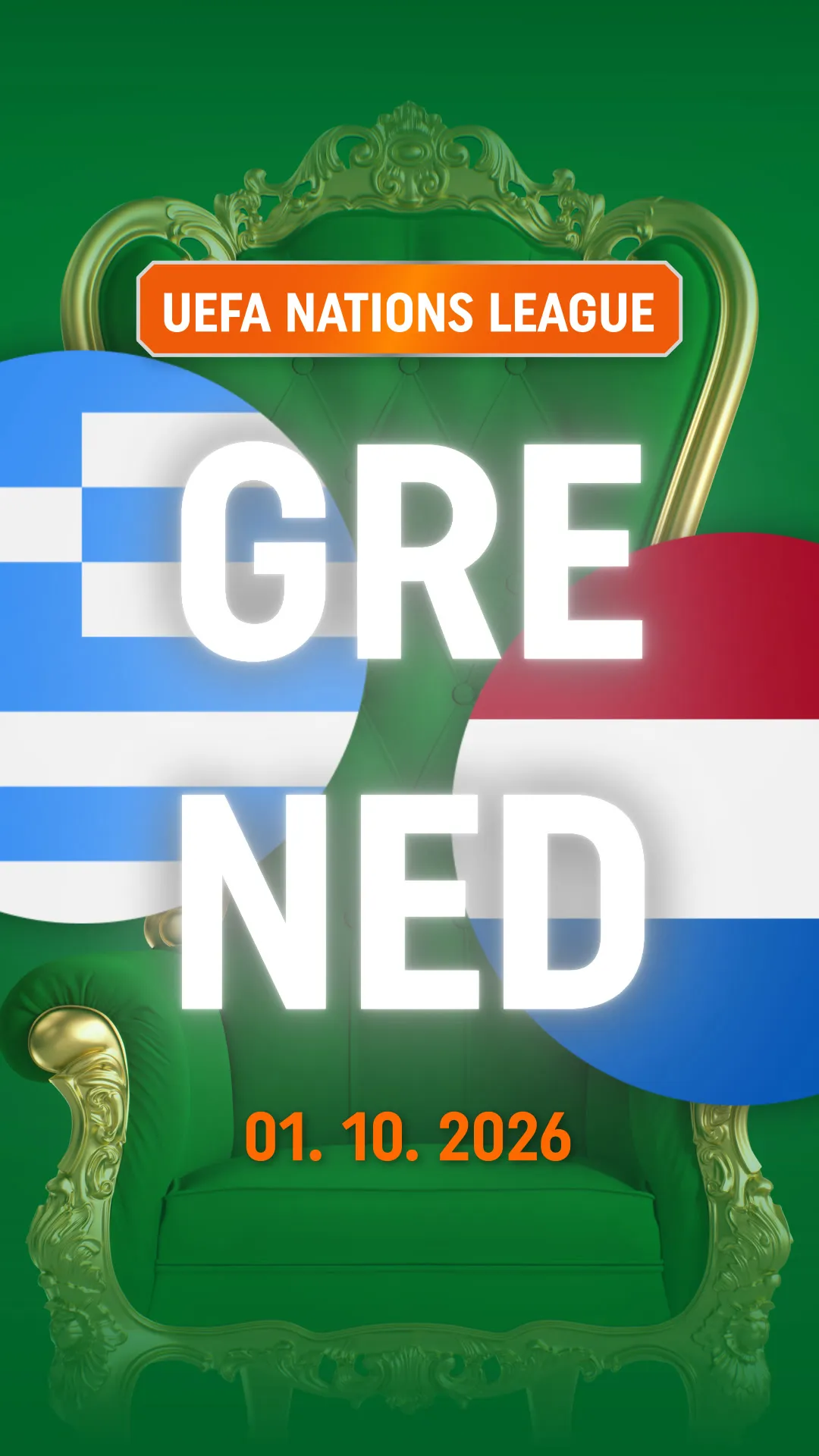 UEFA Nations League wedstrijd Griekenland tegen Nederland op 1 oktober 2026