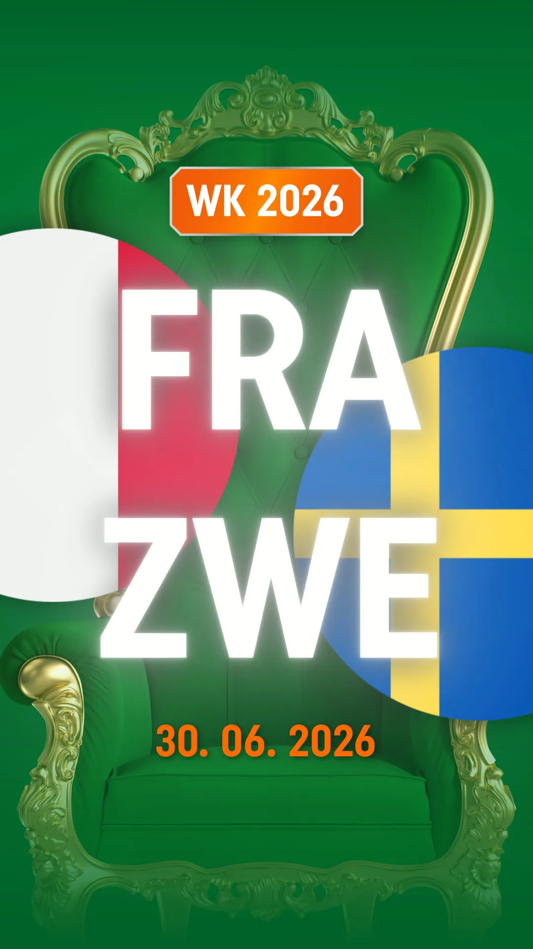 WK 2026 wedstrijd Frankrijk tegen Zweden op 30 juni 2026