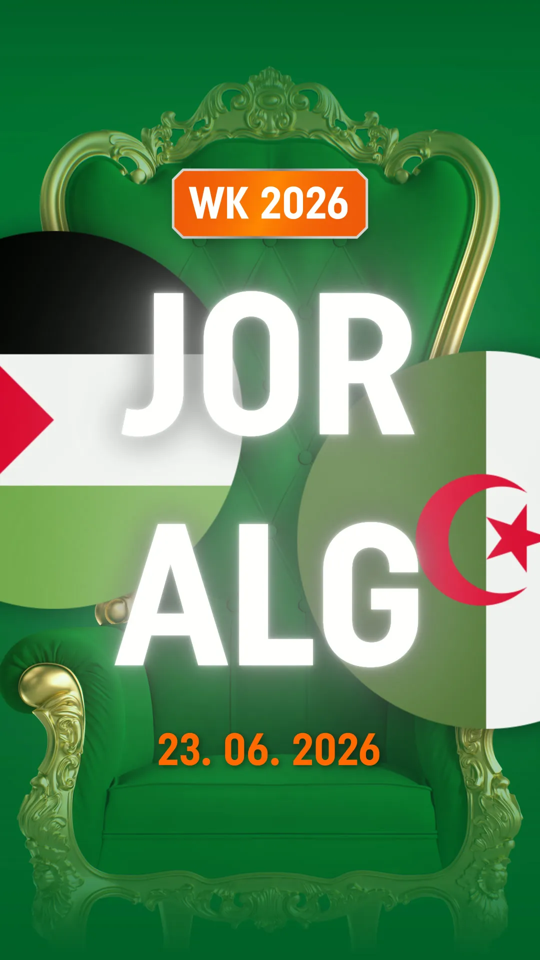 WK 2026 wedstrijd Jordanië tegen Algerije op 23 juni