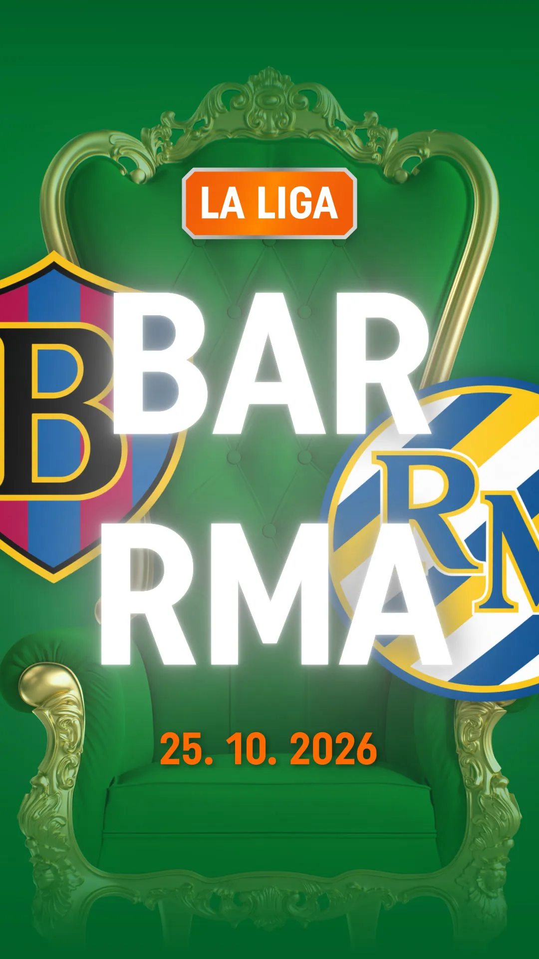 LA LIGA wedstrijd Barcelona tegen Real Madrid op 25 oktober 2026