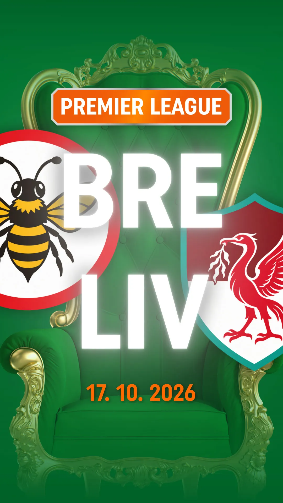 Premier League wedstrijd tussen Brentford en Liverpool op 17 oktober 2026