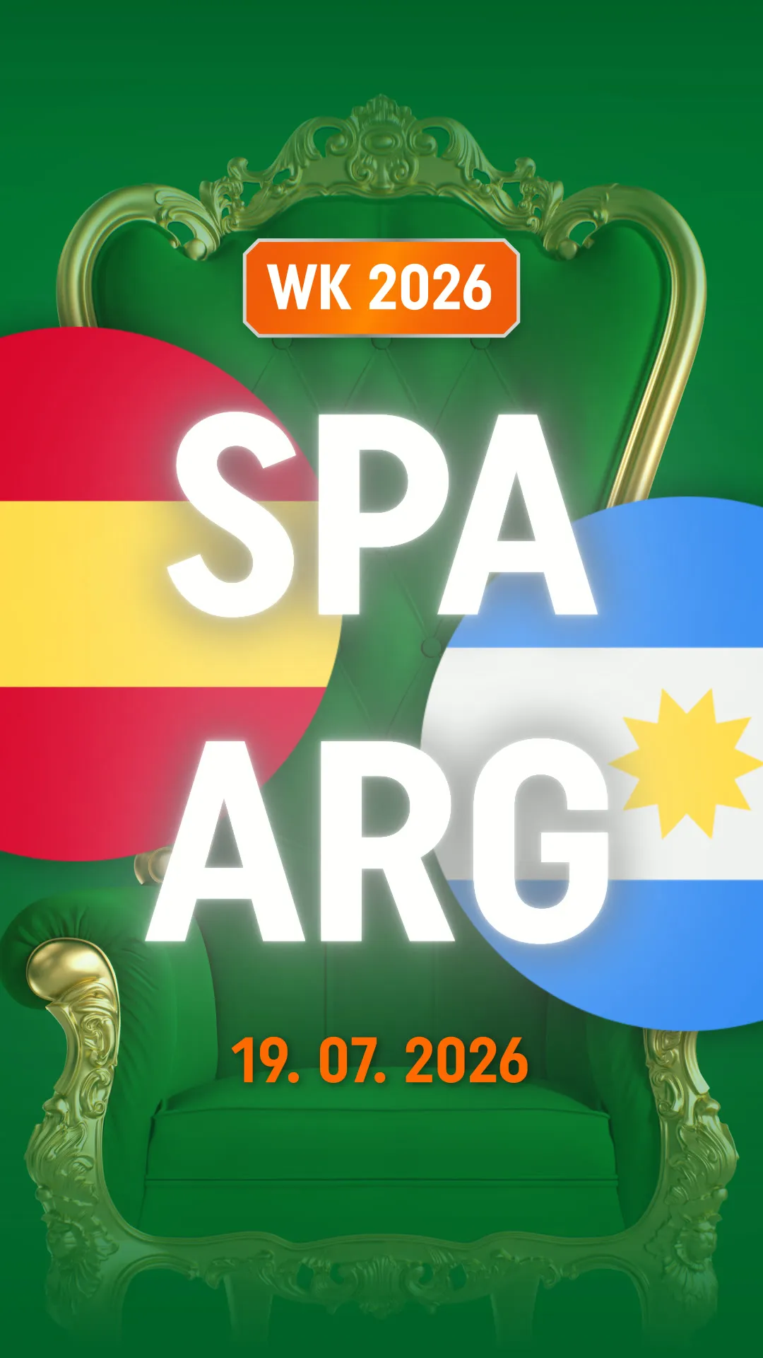 WK 2026 voetbalwedstrijd Spanje tegen Argentinië op 19 juli 2026
