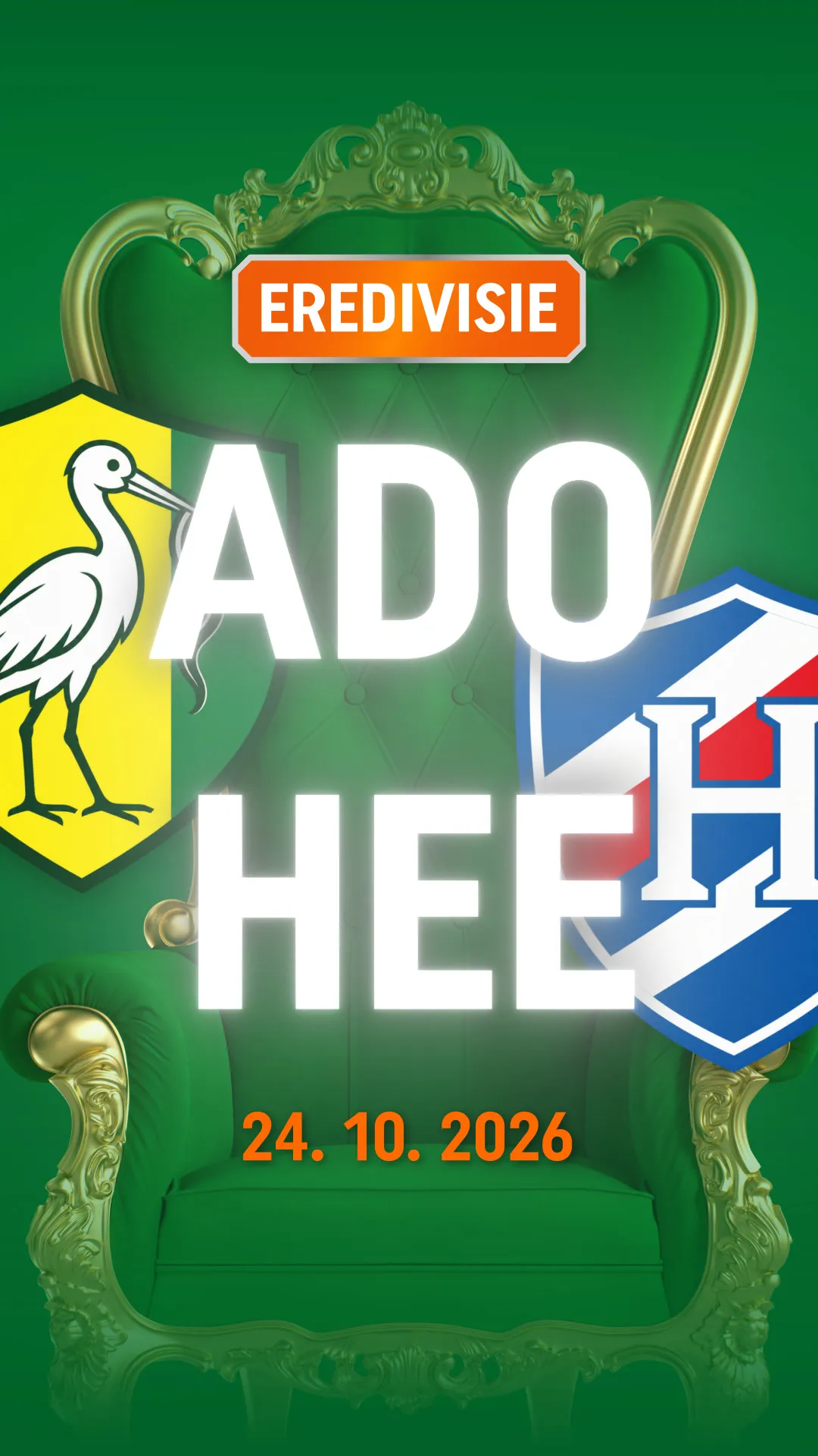 Advertentie voor Eredivisie wedstrijd ADO tegen Heerenveen op 24 oktober 2026