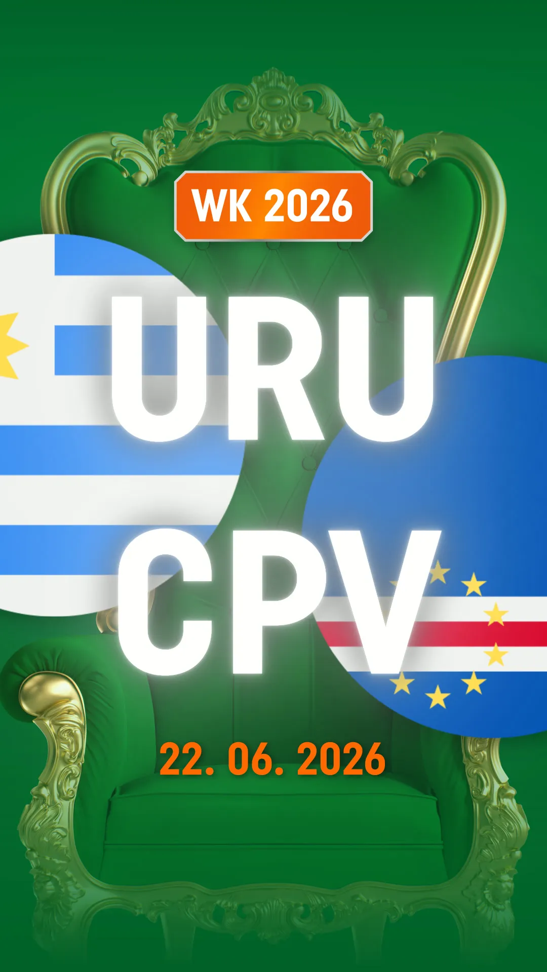 WK 2026 wedstrijd Uruguay tegen Kaapverdië op 22 juni