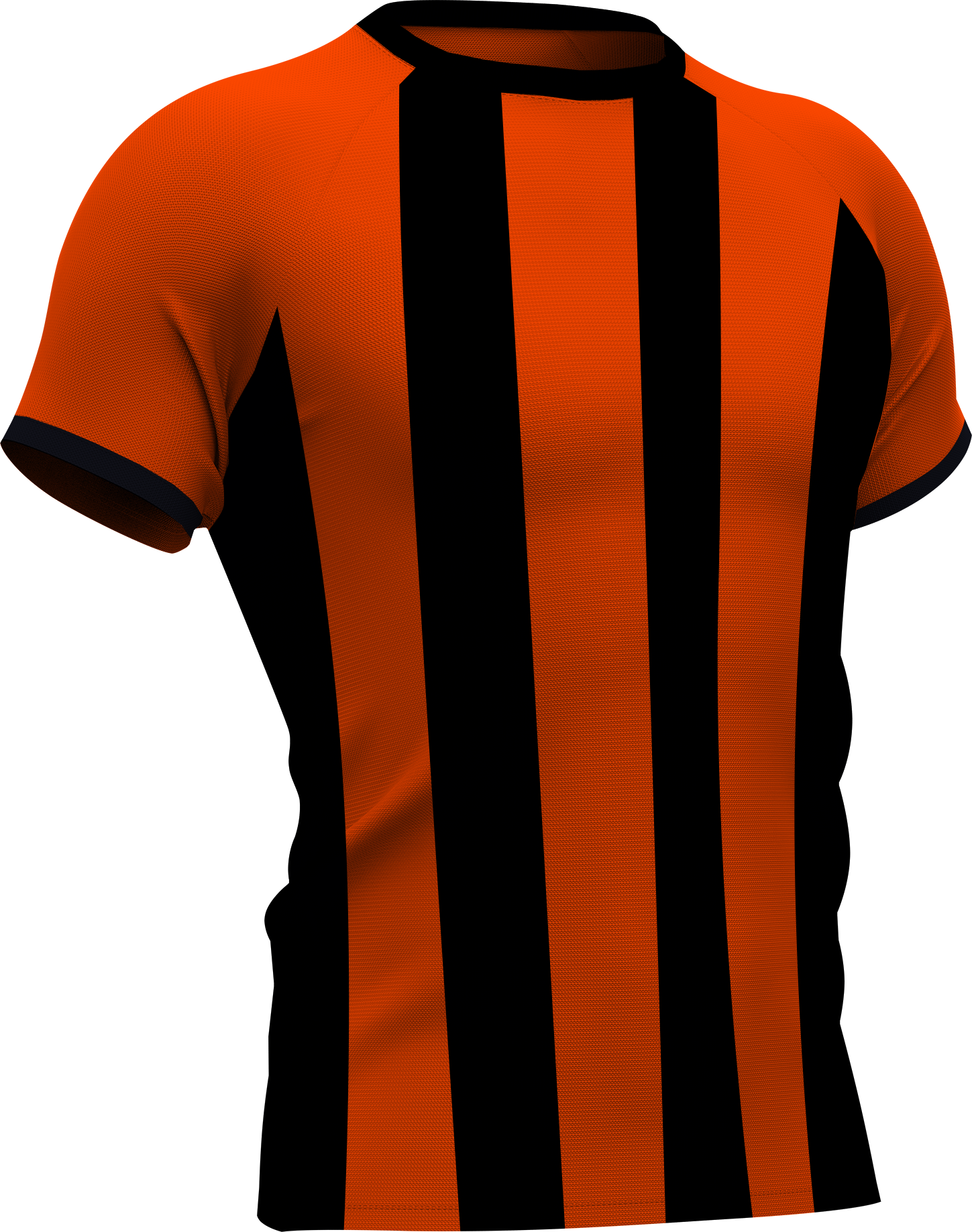 Oranje voetbalshirt met zwarte strepen