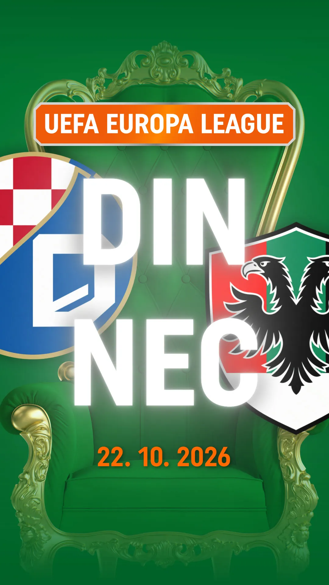 UEFA Europa League wedstrijd DIN - NEG op 22 oktober 2026