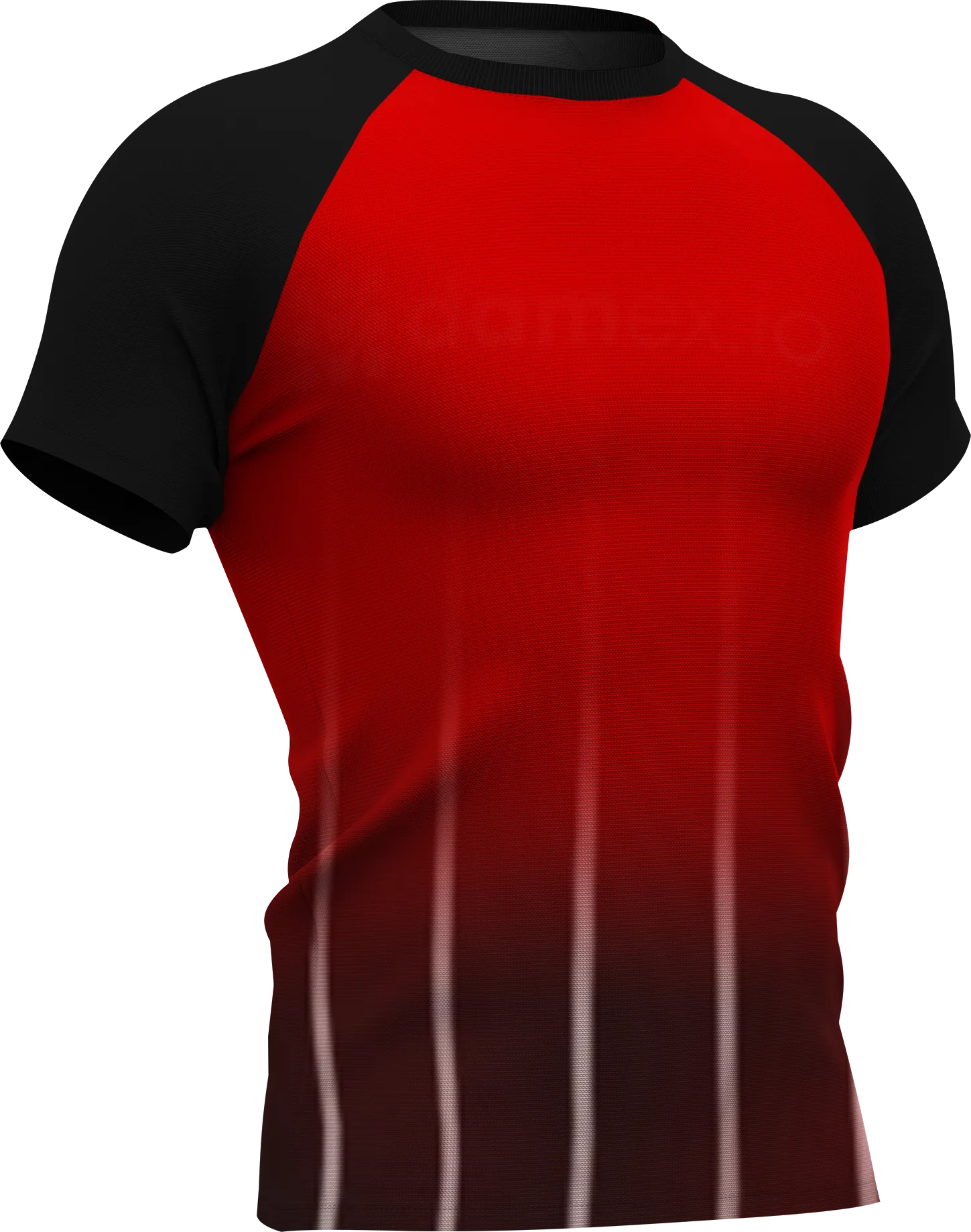 Rood zwart sportshirt met verticale strepen