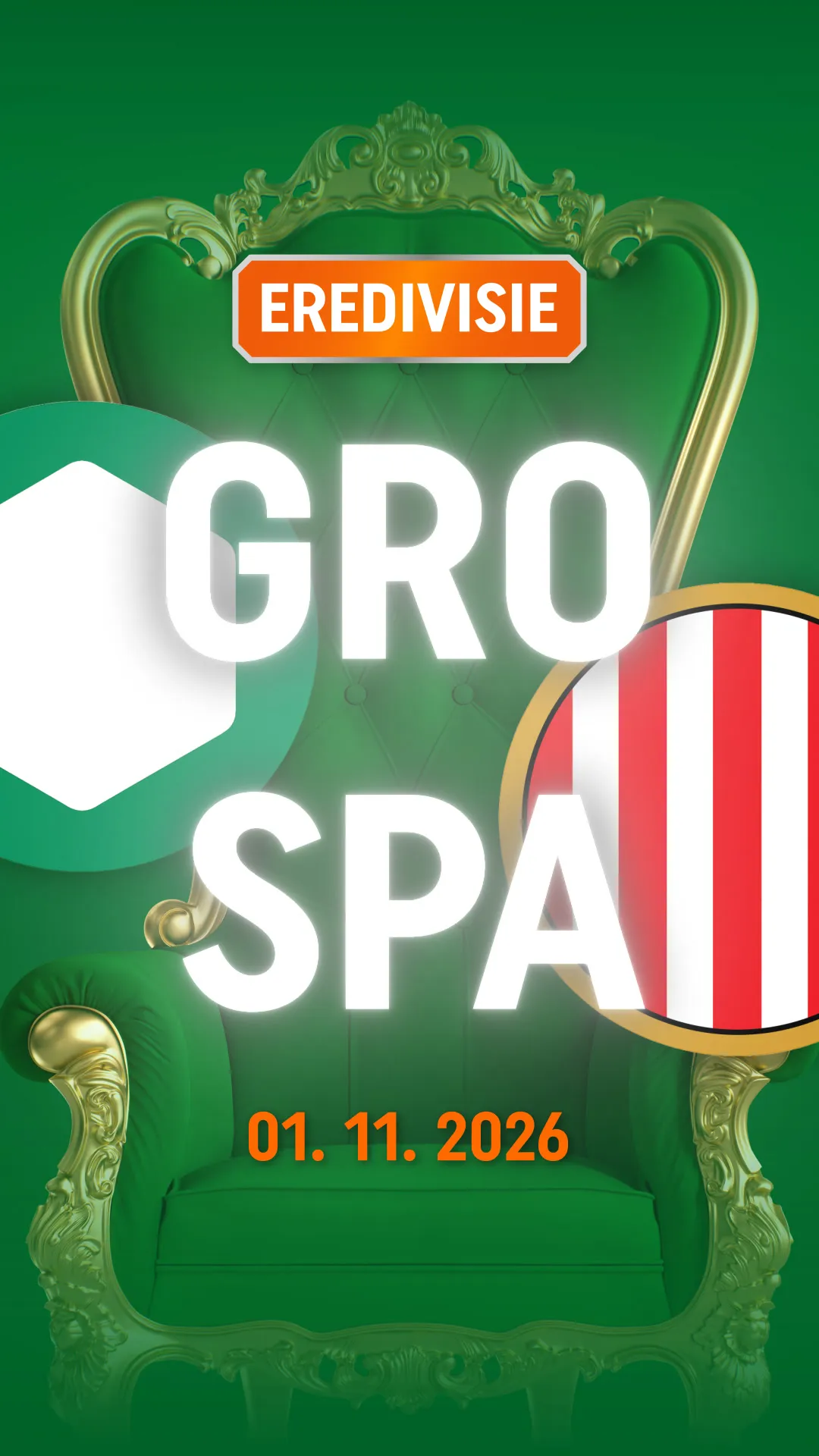 Eredivisie voetbalwedstrijd Groningen tegen Sparta op 01.11.2026