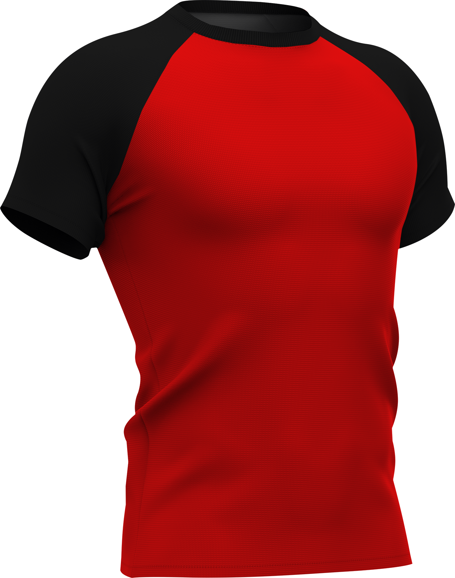 Rood t-shirt met zwarte mouwen