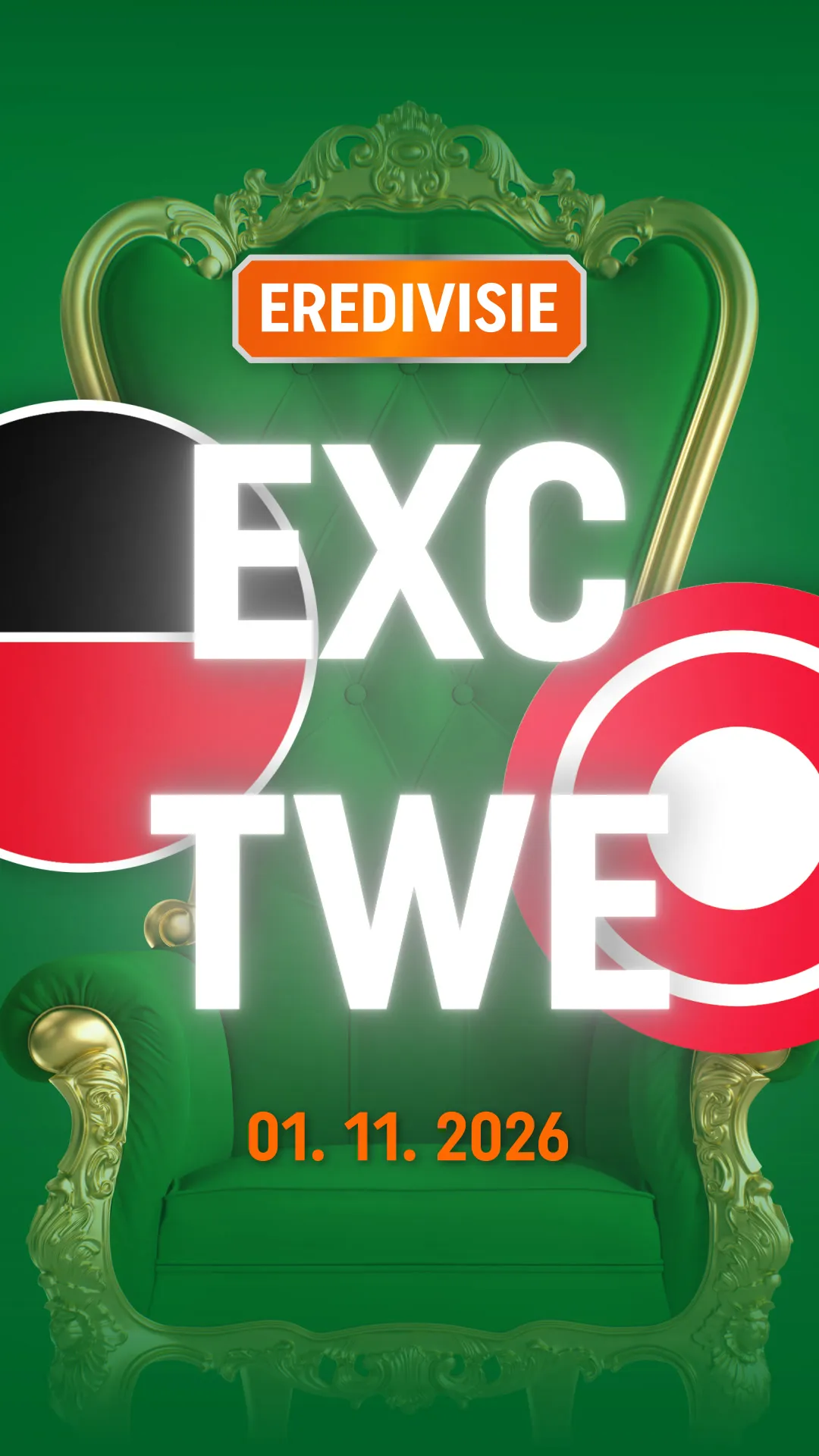 Eredivisie wedstrijd Excelsior tegen FC Twente op 1 november 2026