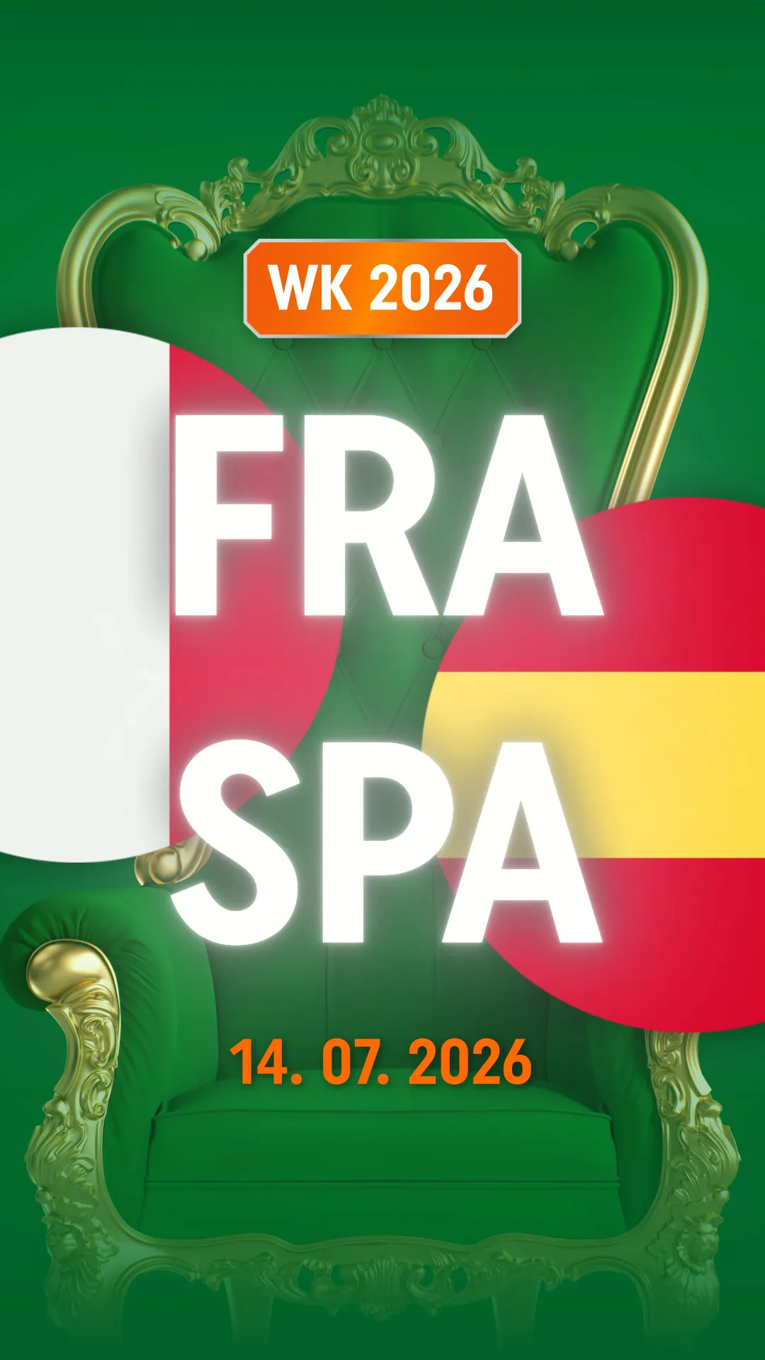 WK 2026 Frankrijk tegen Spanje 14 juli 2026