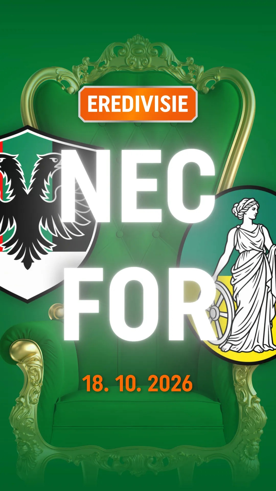 Eredivisie wedstrijd NEC tegen FOR op 18 oktober 2026