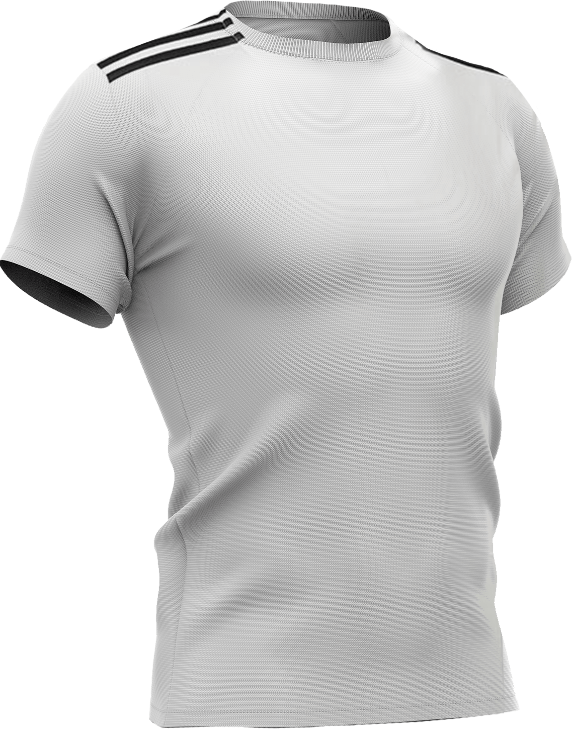Thuisshirt van AJ Auxerre in effen wit met drie zwarte schouderstrepen. 