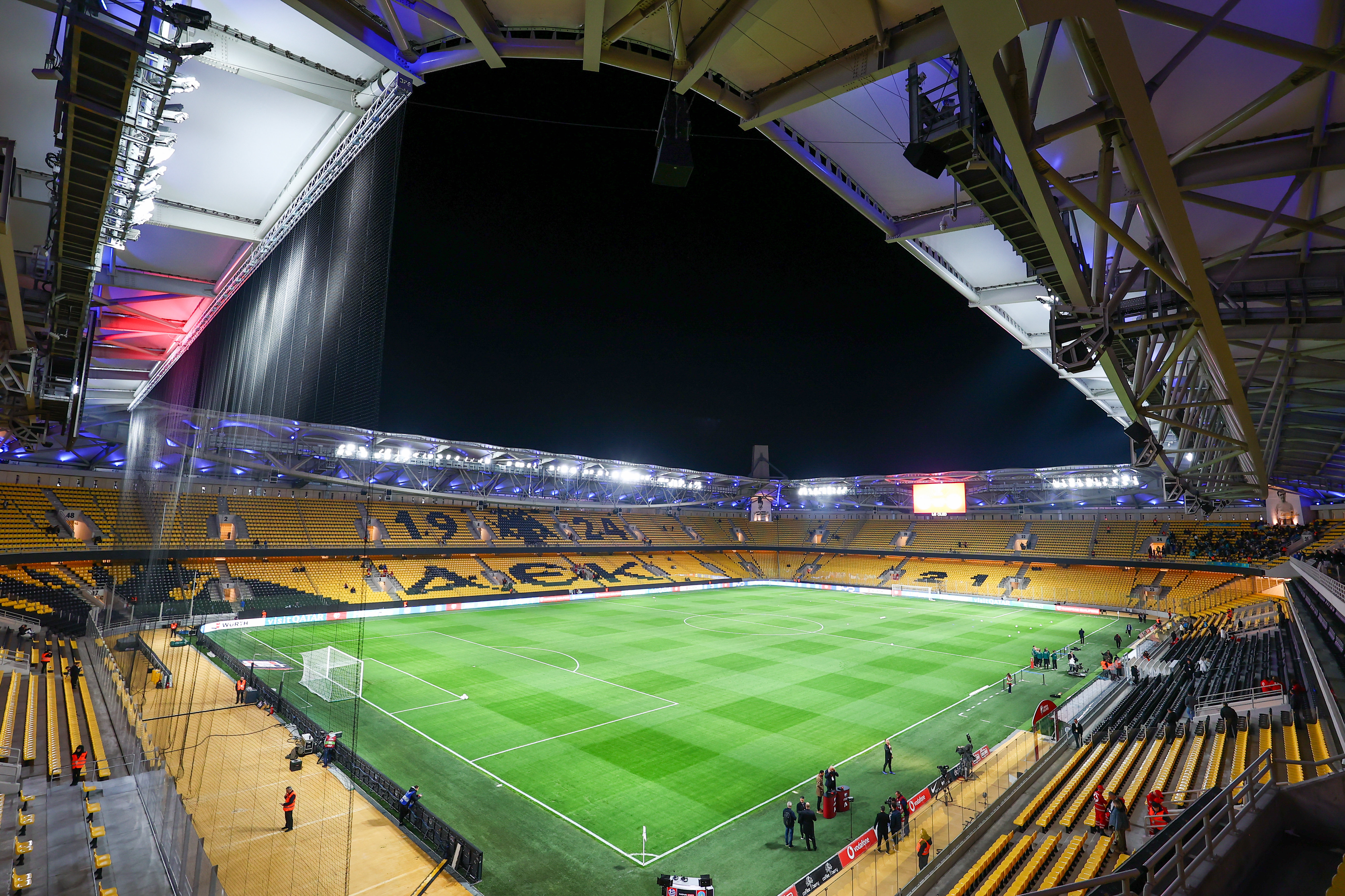 De OPAP Arena in Athene, decor van de Conference League finale tussen Olympiakos en Fiorentina