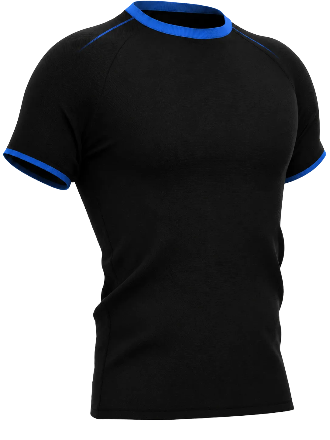 Zwart sportshirt met blauw accent