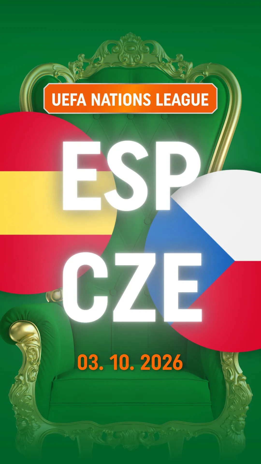 UEFA Nations League wedstrijd Spanje tegen Tsjechië op 03.10.2026