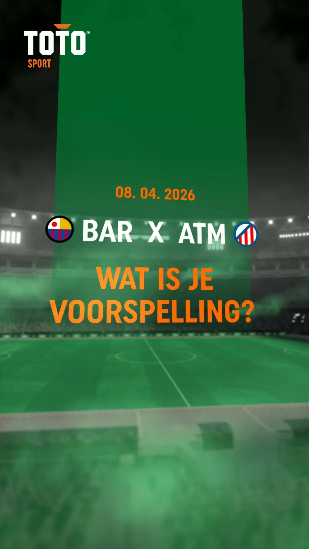 Wedstrijd Barcelona tegen Atletico Madrid 08.04.2026 met vraag Wat is je voorspelling?