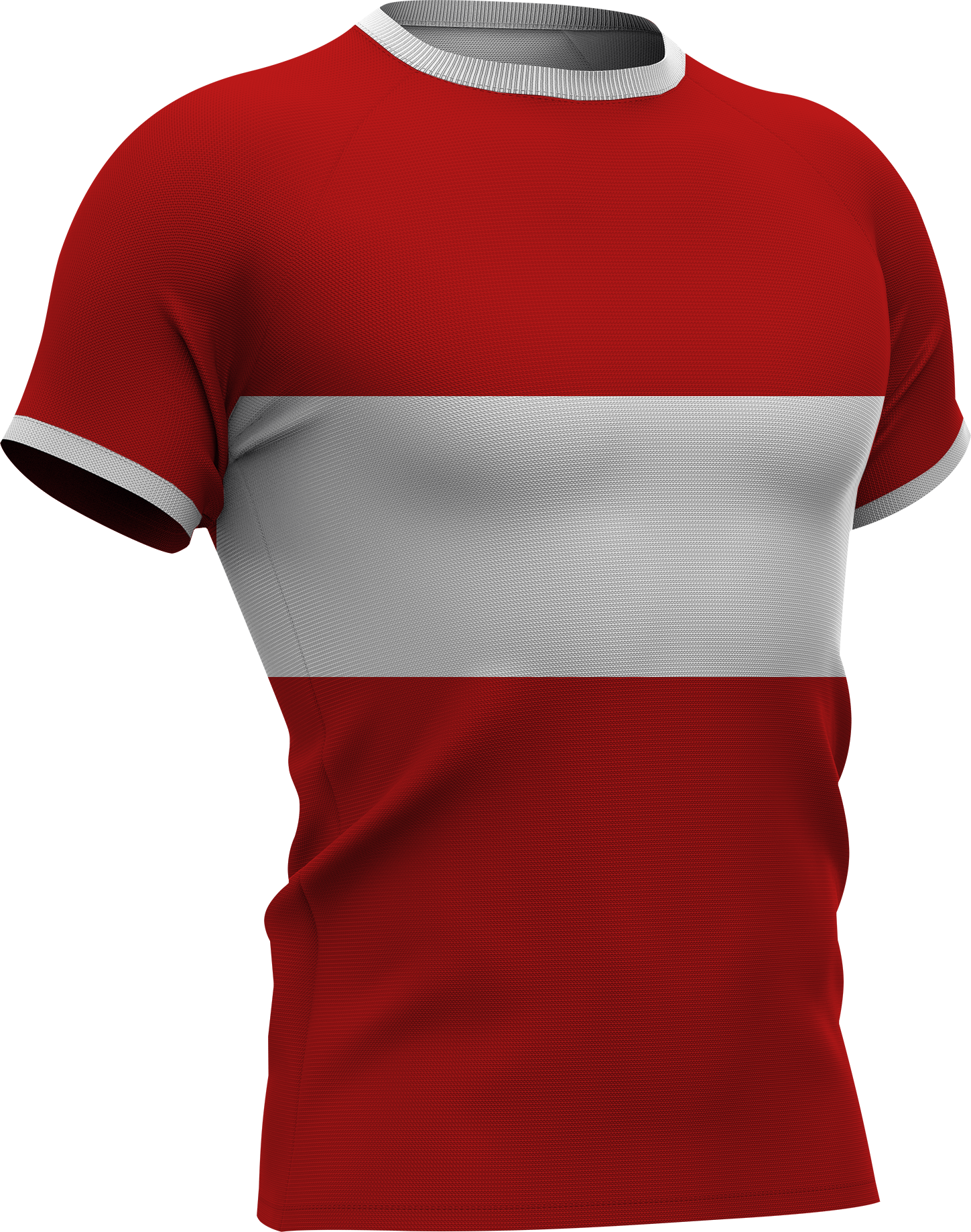 Rood-wit sportshirt met korte mouwen