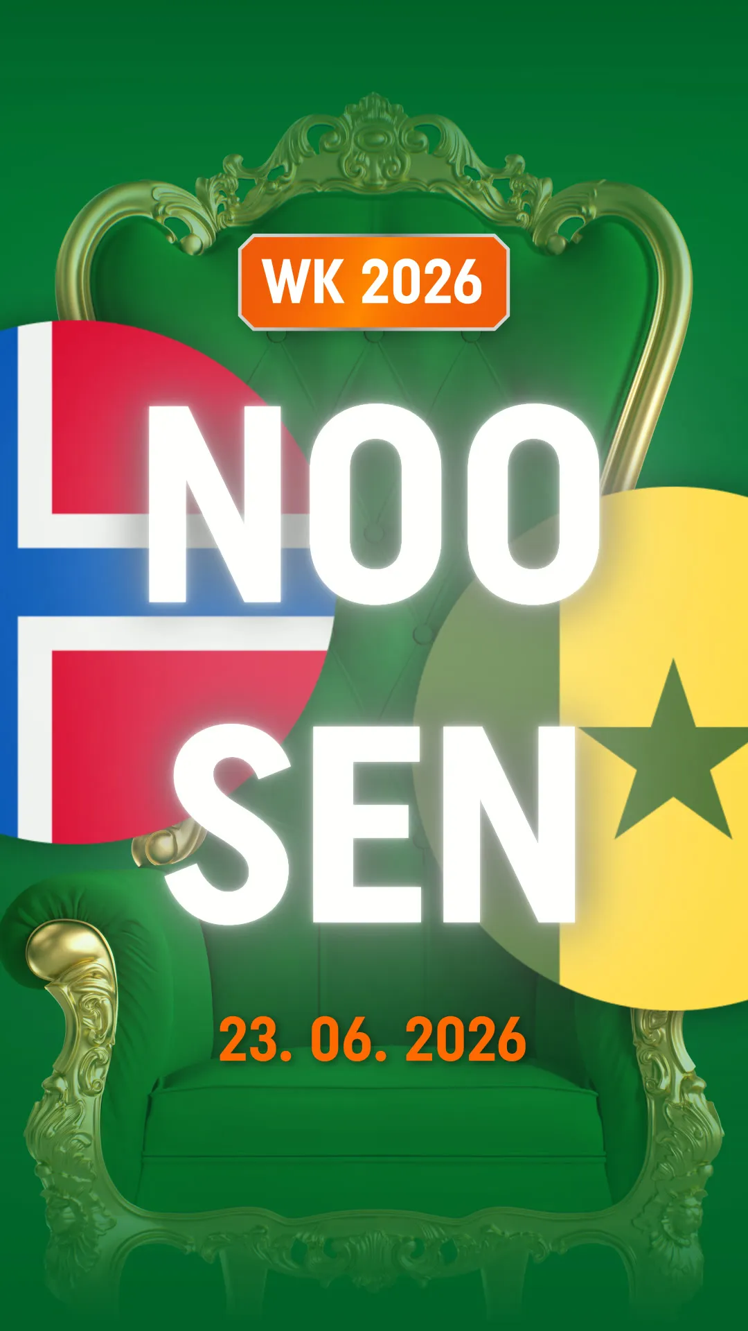 WK 2026 wedstrijd Noorwegen tegen Senegal op 23 juni 2026