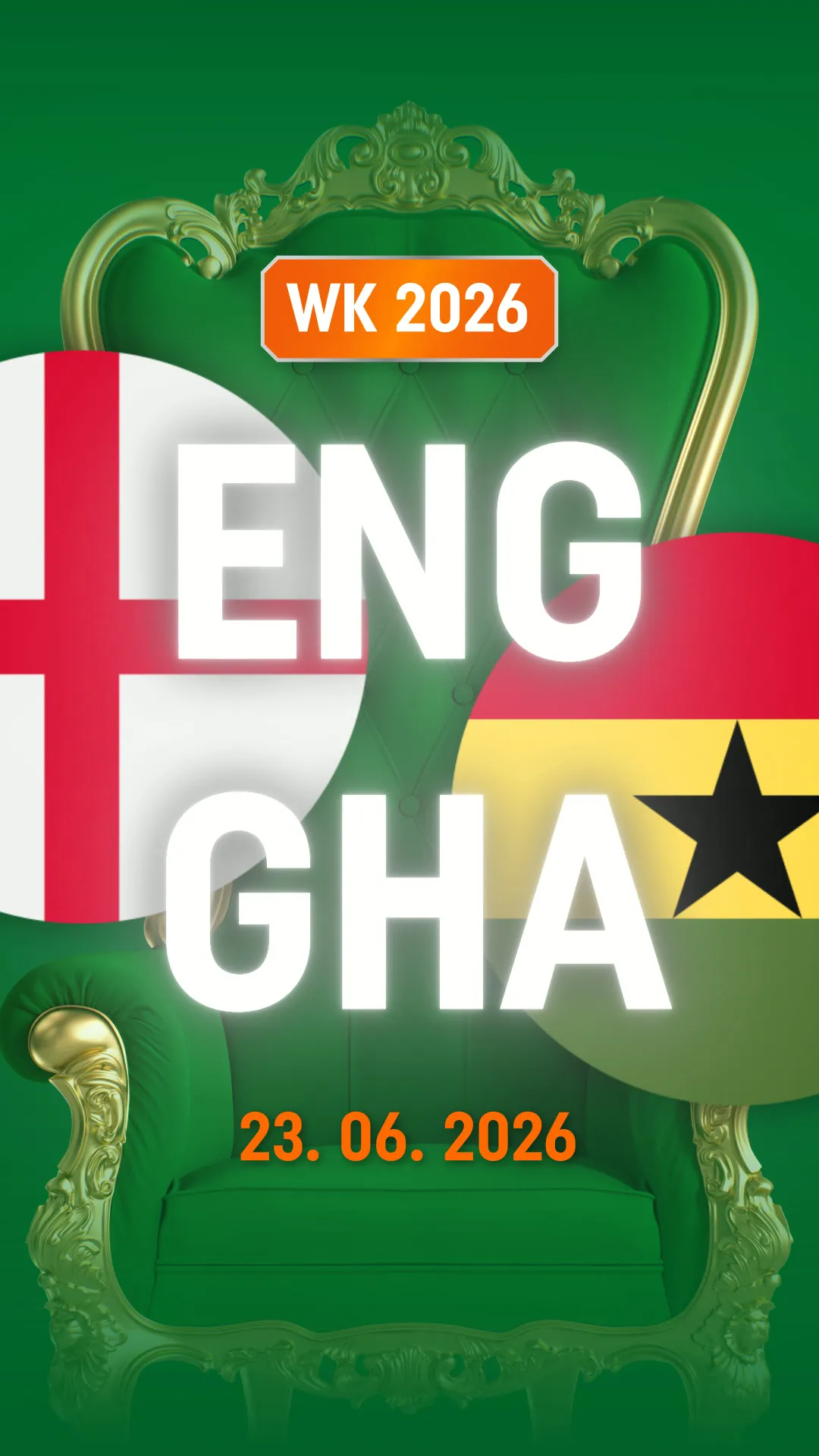 WK 2026 wedstrijd Engeland tegen Ghana op 23 juni 2026