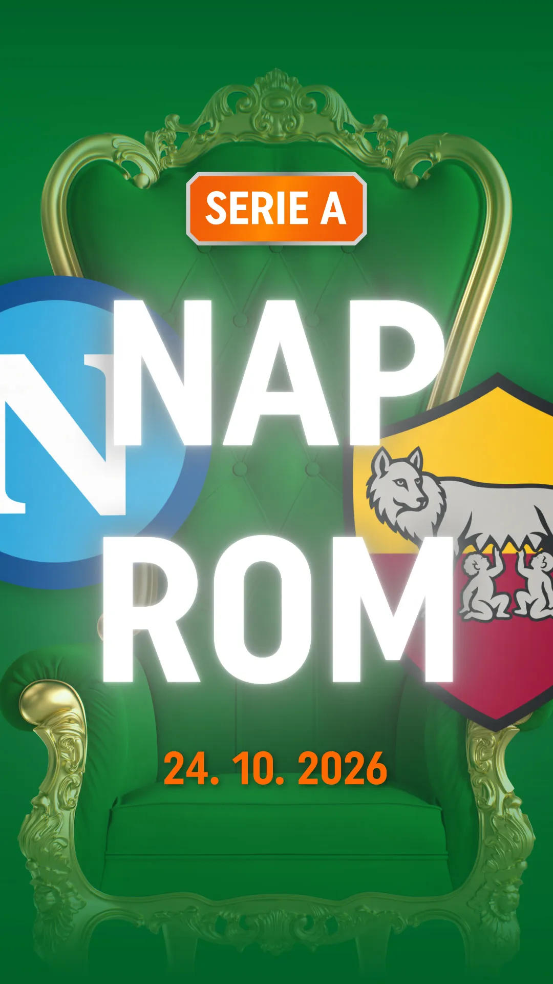 Serie A wedstrijd Napoli tegen Roma op 24 oktober 2026