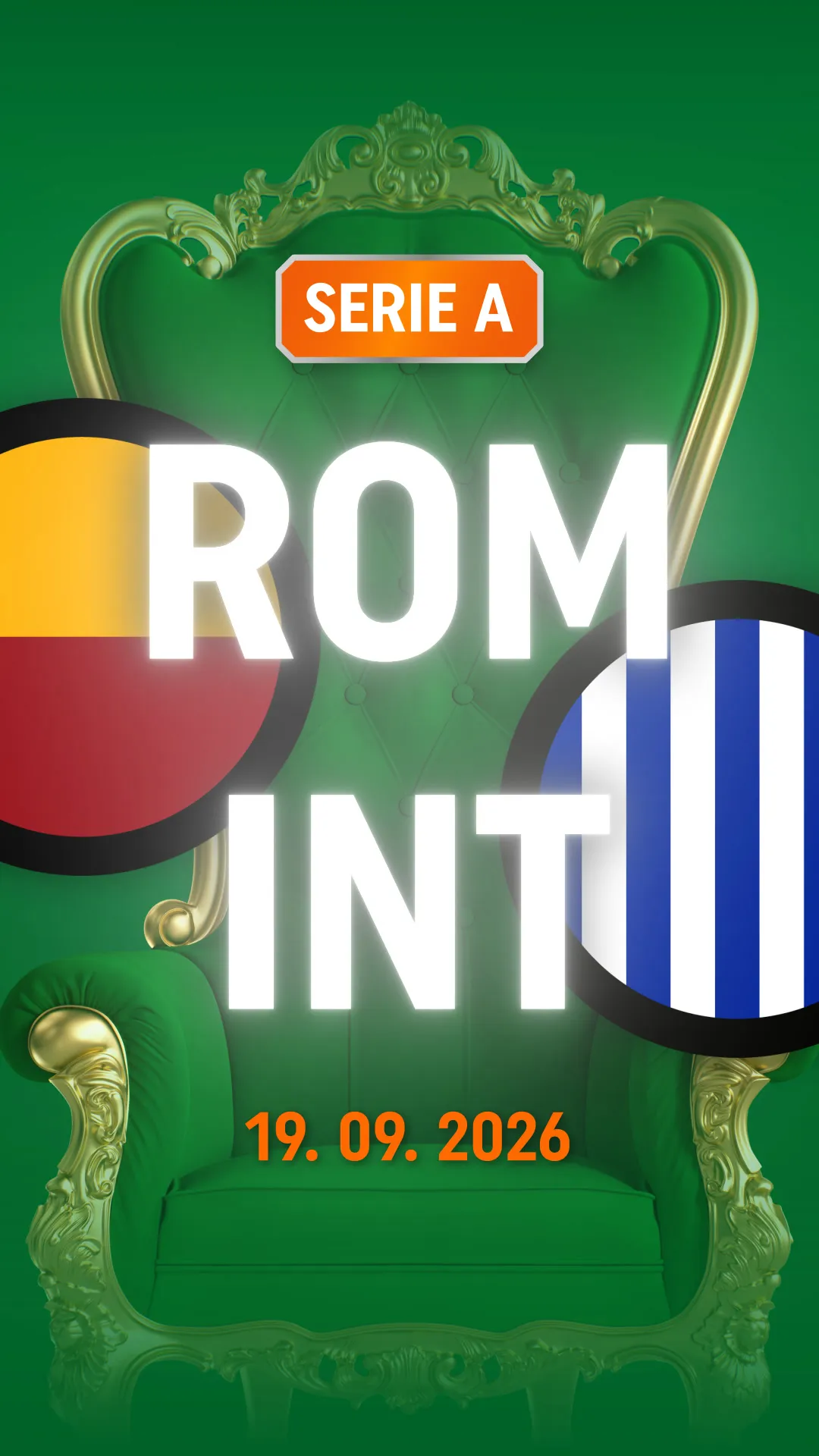 Serie A voetbalwedstrijd Rom versus Inter op 19.09.2026