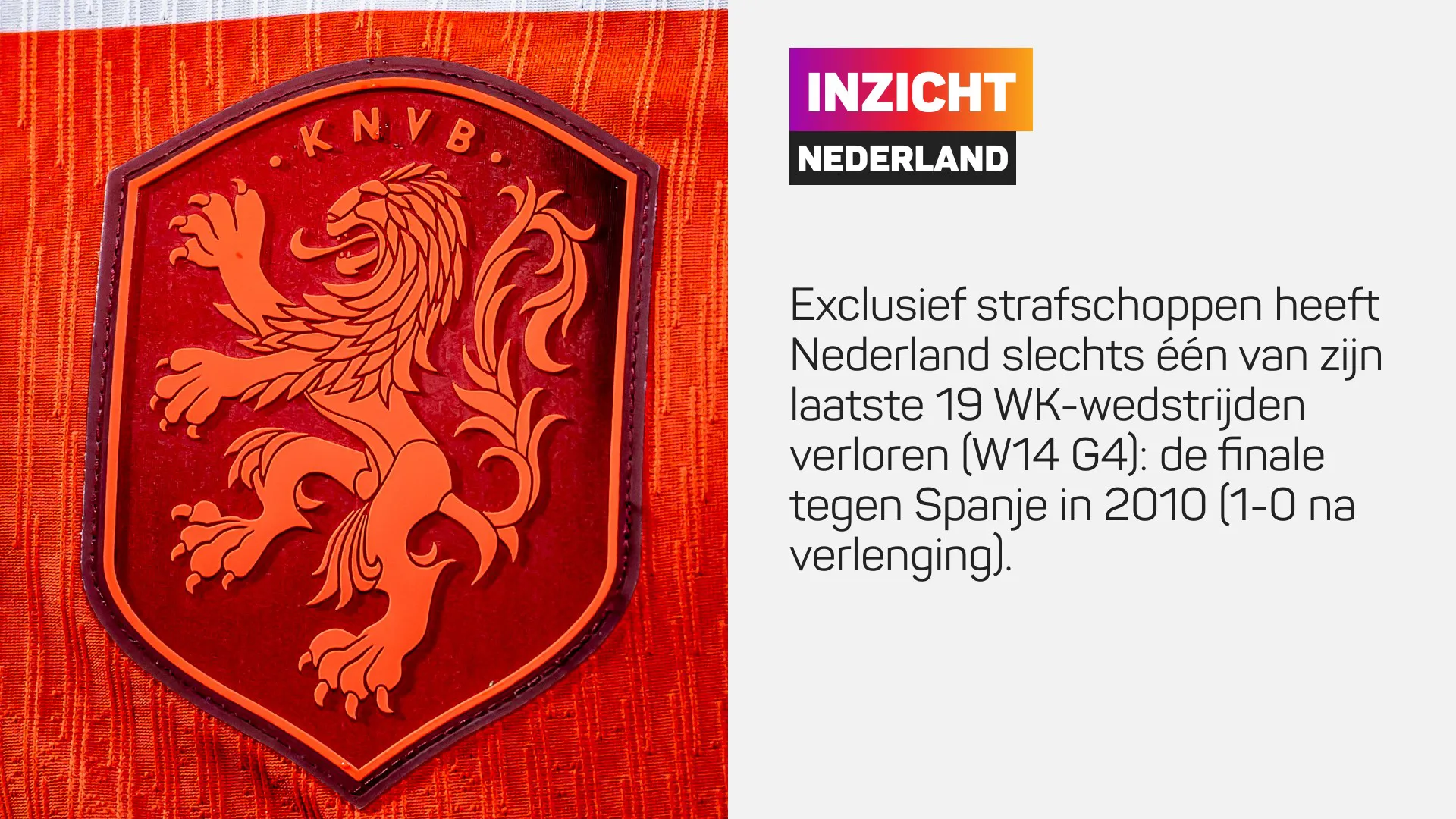 Logo KNVB in oranje op rood, statistiek over Nederland WK-wedstrijden