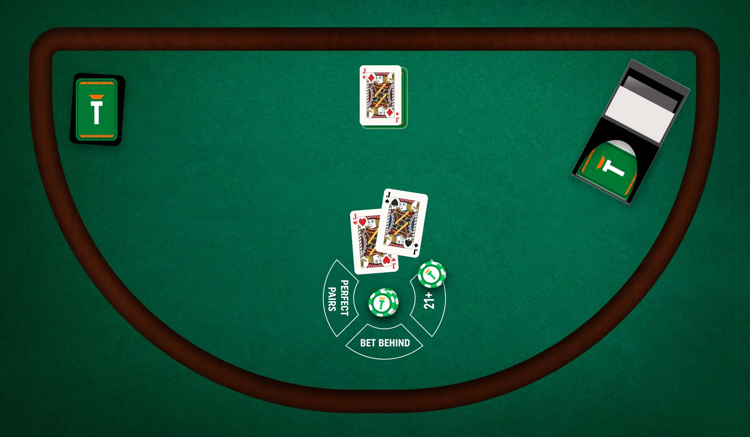 Blackjack side bet met drie gelijke kaarten three of a kind
