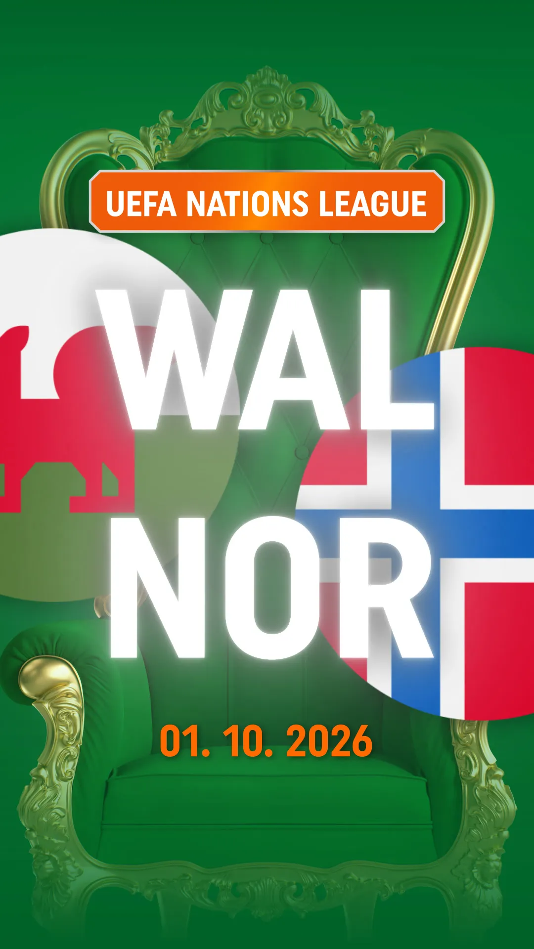 UEFA Nations League wedstrijd Wales tegen Noorwegen op 01 10 2026