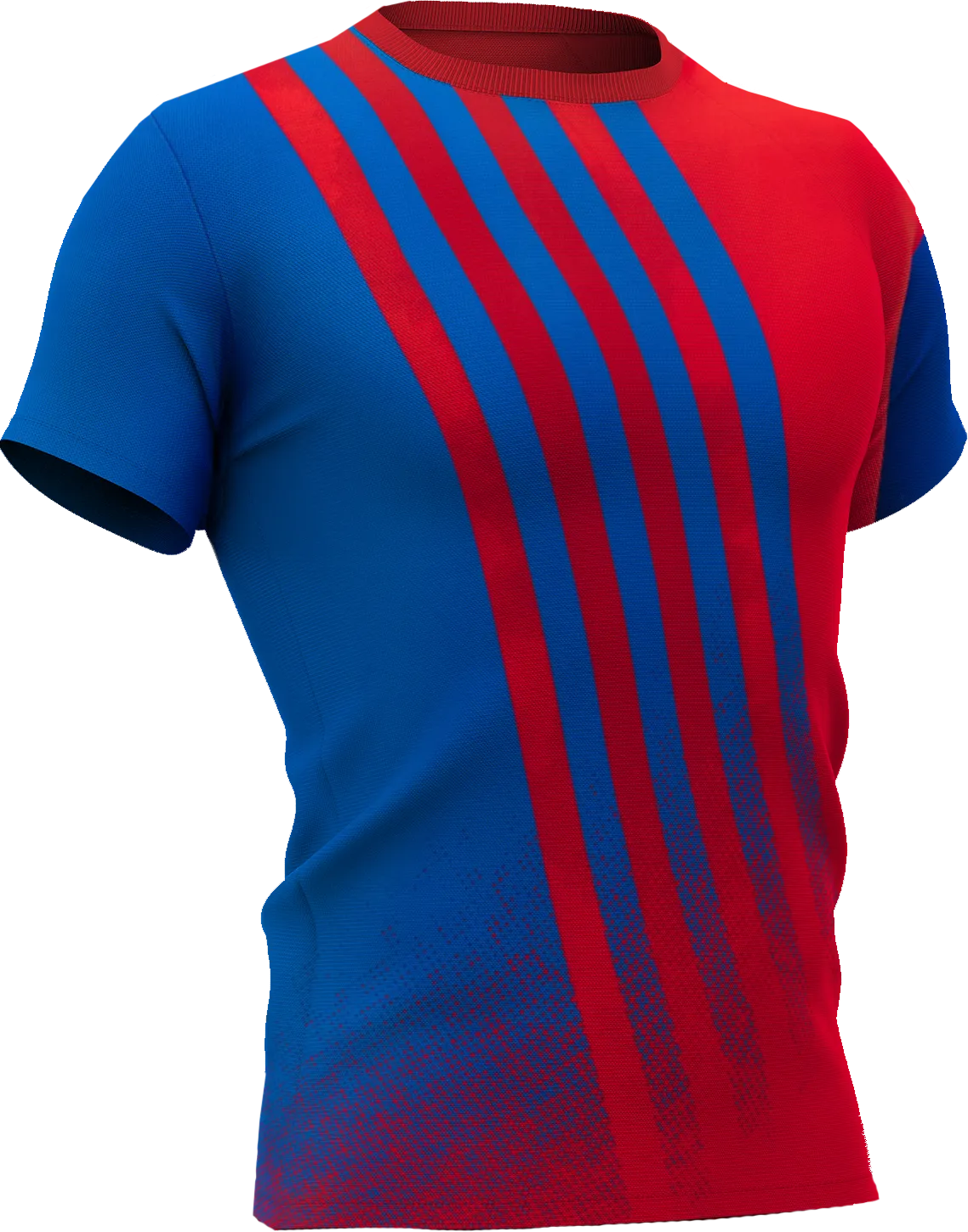 Blauw-rood sportshirt met strepen