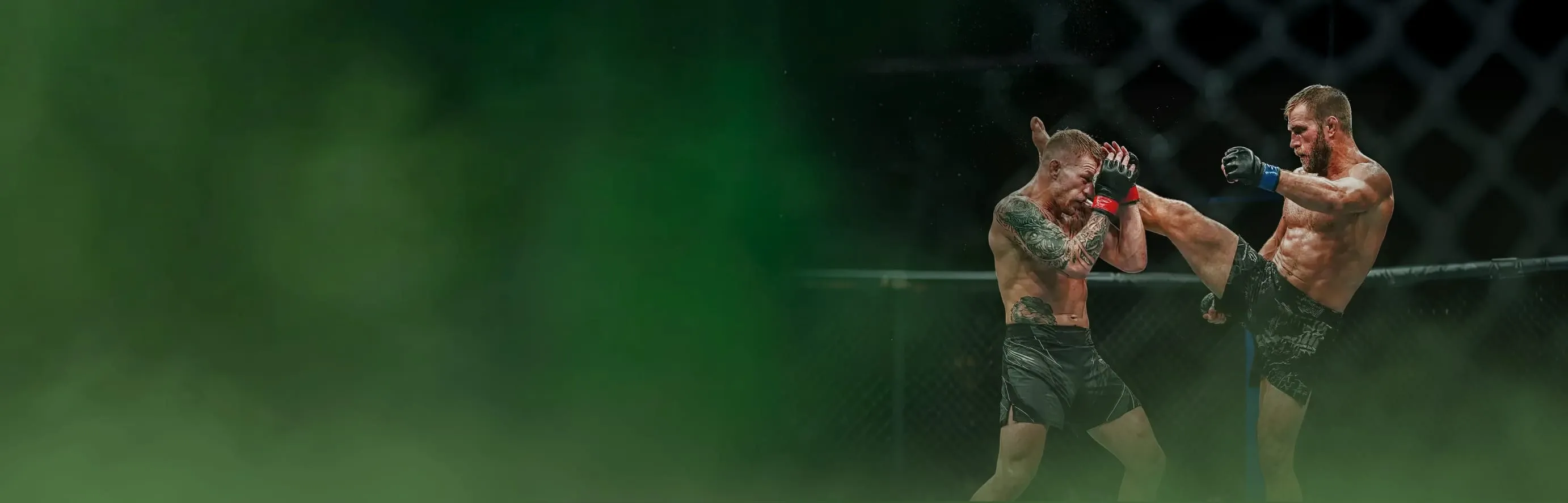 Twee MMA-vechters tijdens PFL-gevecht in kooi