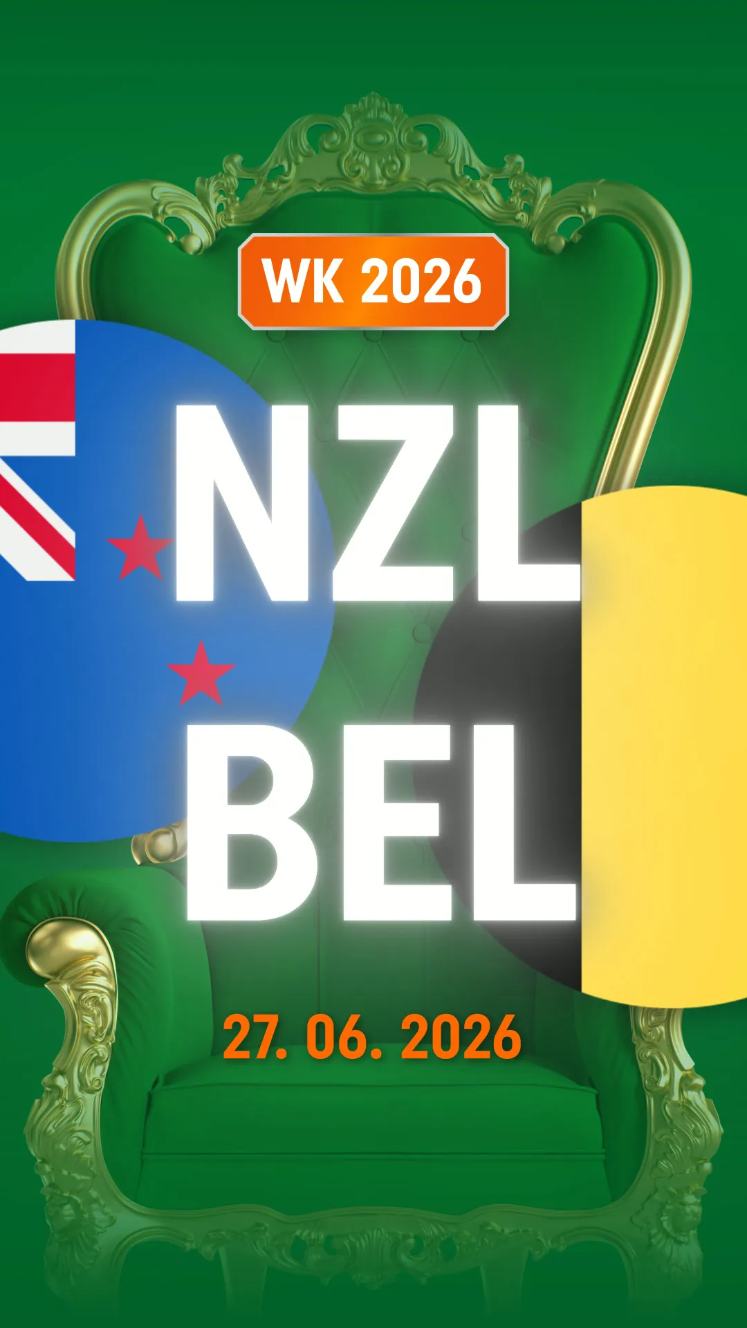 WK 2026 voetbalwedstrijd Nieuw-Zeeland tegen België op 27 juni 2026