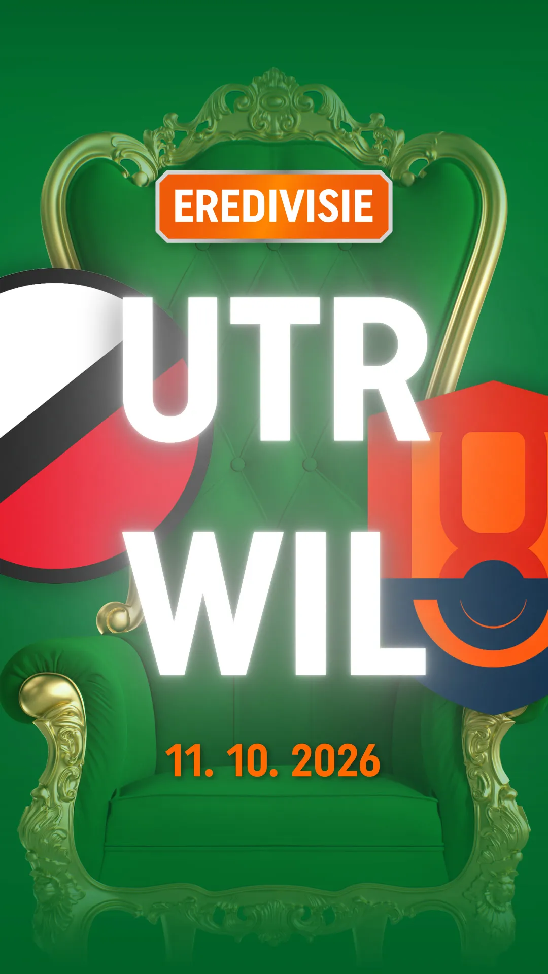 Eredivisie wedstrijd Utrecht tegen Willem II op 11 oktober 2026