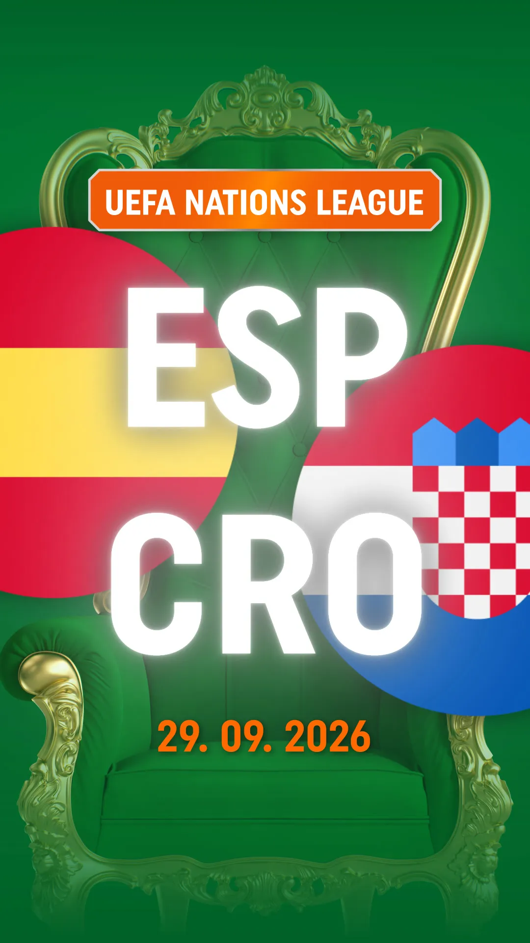 UEFA Nations League wedstrijd Spanje tegen Kroatië op 29 09 2026