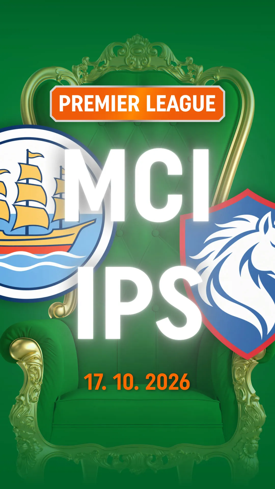 Premier League wedstrijd tussen MCI en IPS op 17 oktober 2026