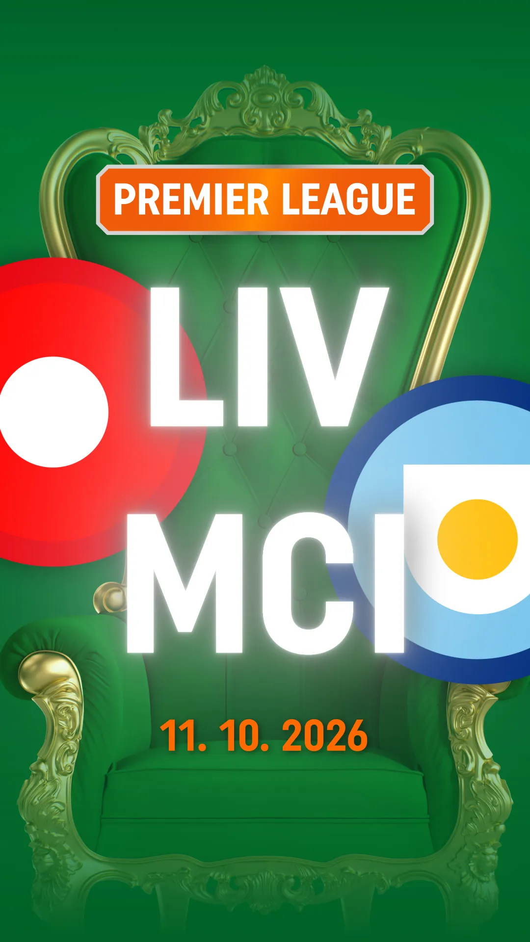 Premier League wedstrijd Liverpool tegen Manchester City op 11 oktober 2026