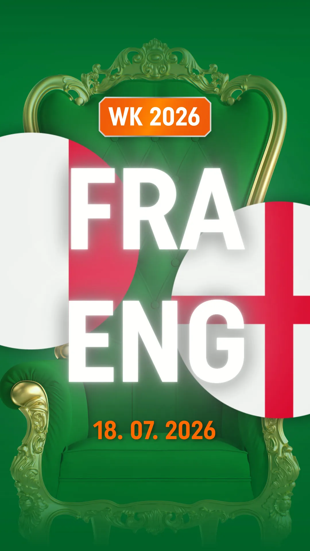 WK 2026 wedstrijd Frankrijk tegen Engeland op 18 juli 2026