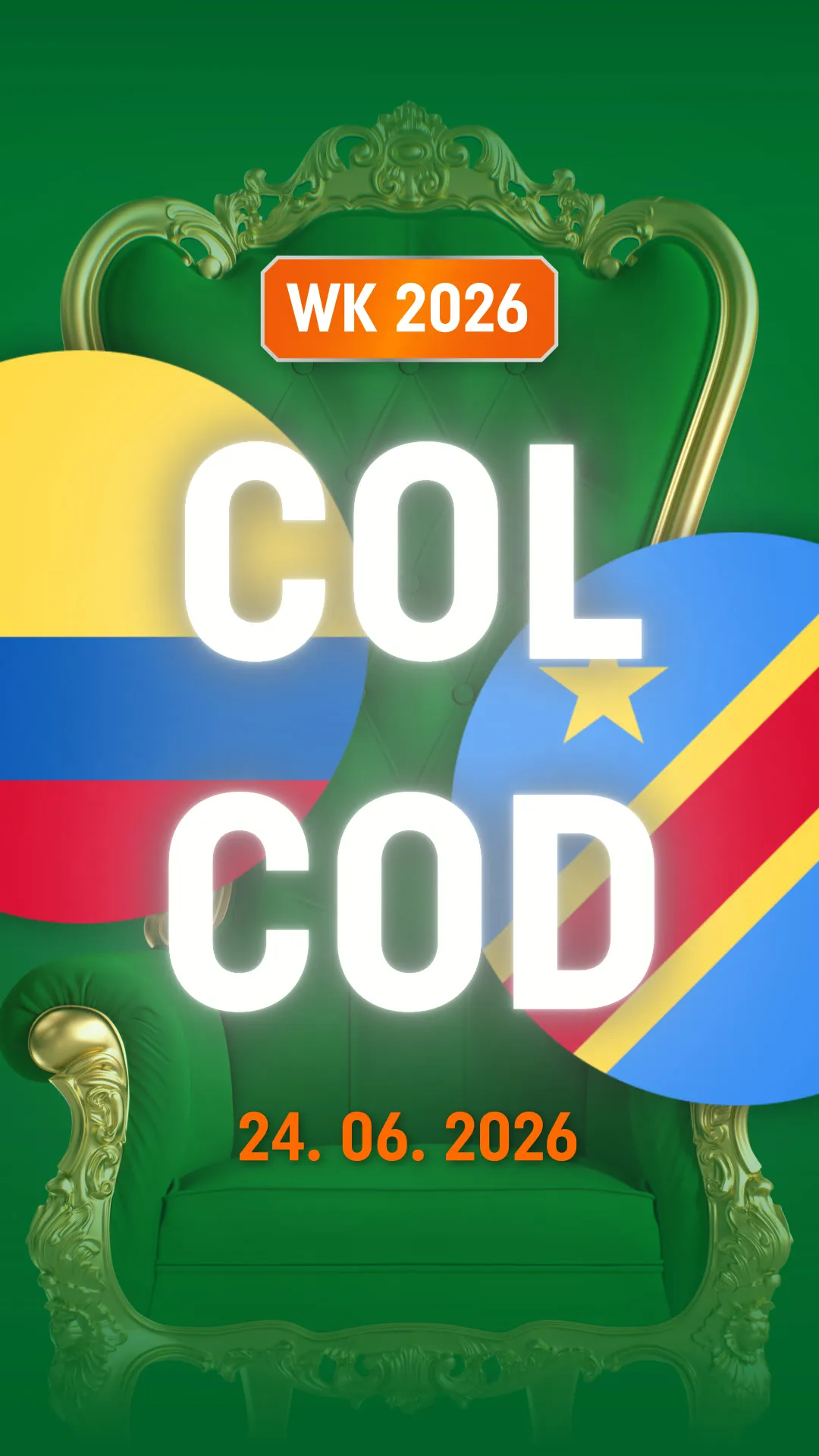 WK 2026 wedstrijd Colombia tegen Congo op 24.06.2026
